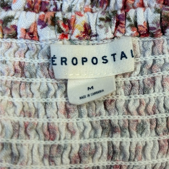 Red Pink Orange Mini Smocked Floral Spaghetti Strap Dress Medium - Picture 11 of 11